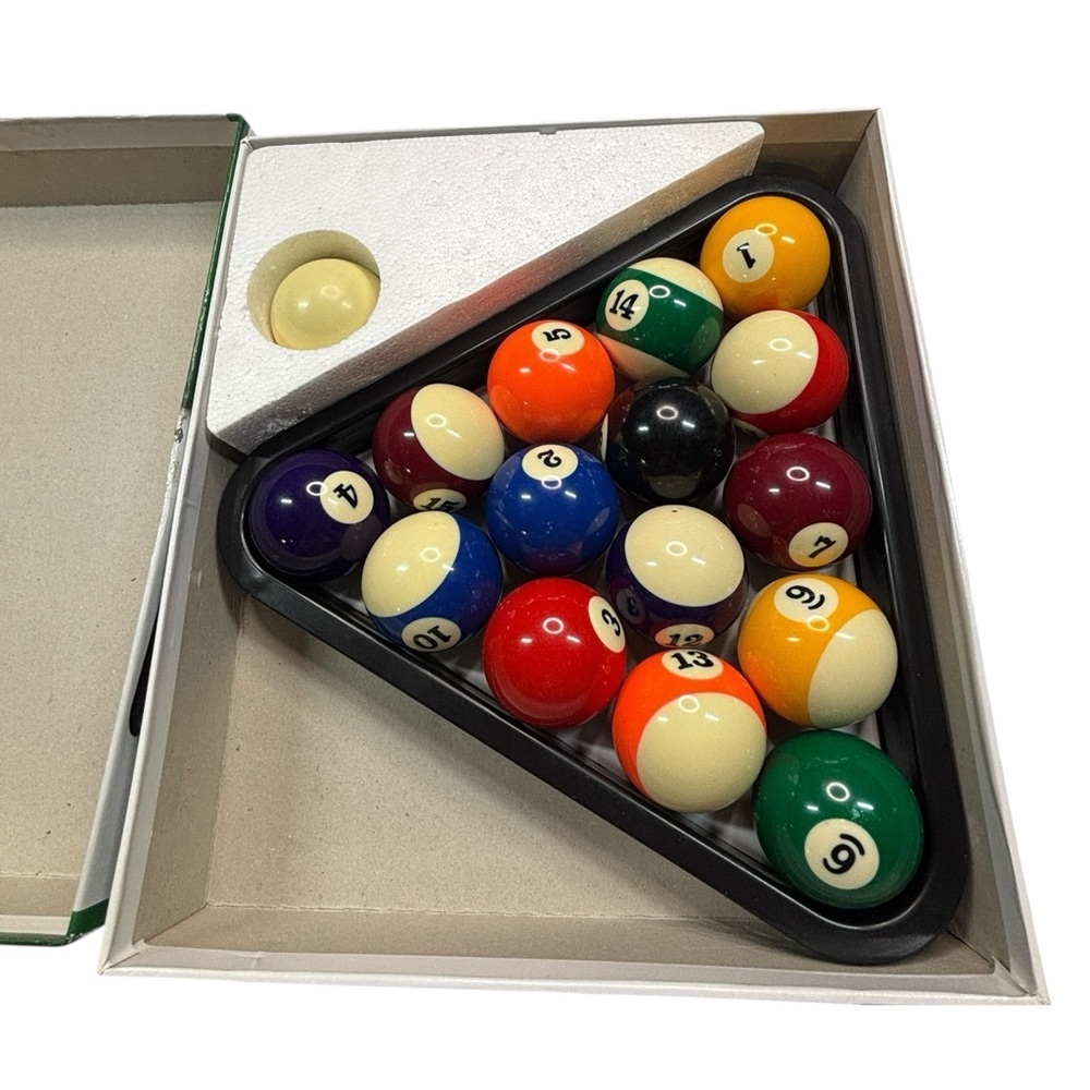Billiard Ball Set with Molded Triangle, Official Size - Picture 2 of 4